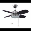Litex Industries 36" Brushed Nickel Finish Ceiling Fan Includes Blades & LED Light Kit MLV36BNK4L